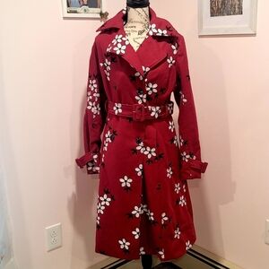 Voodoo Vixen Red Floral Women's Pea Coat
